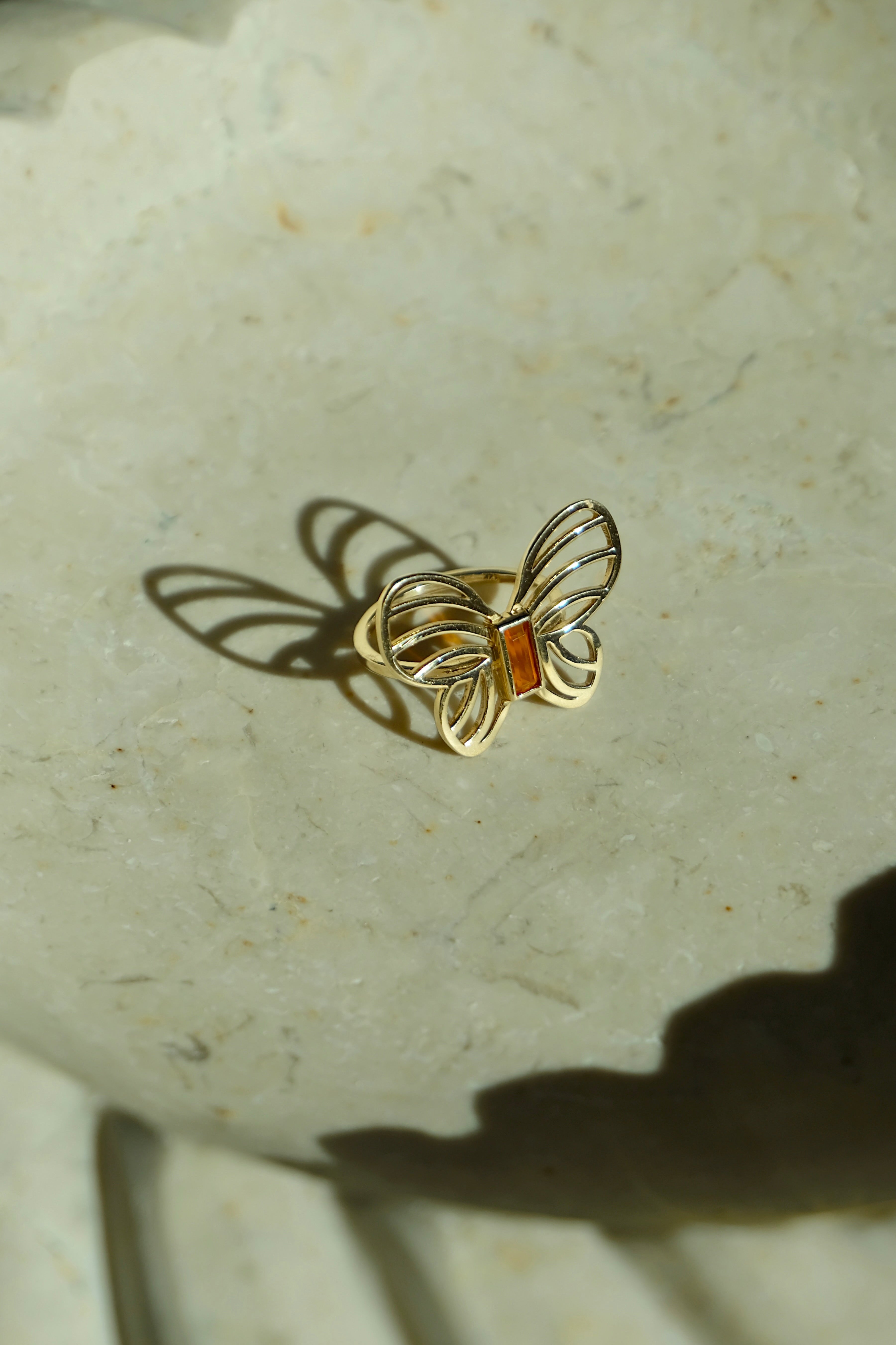 Customizable Gold Butterfly Ring