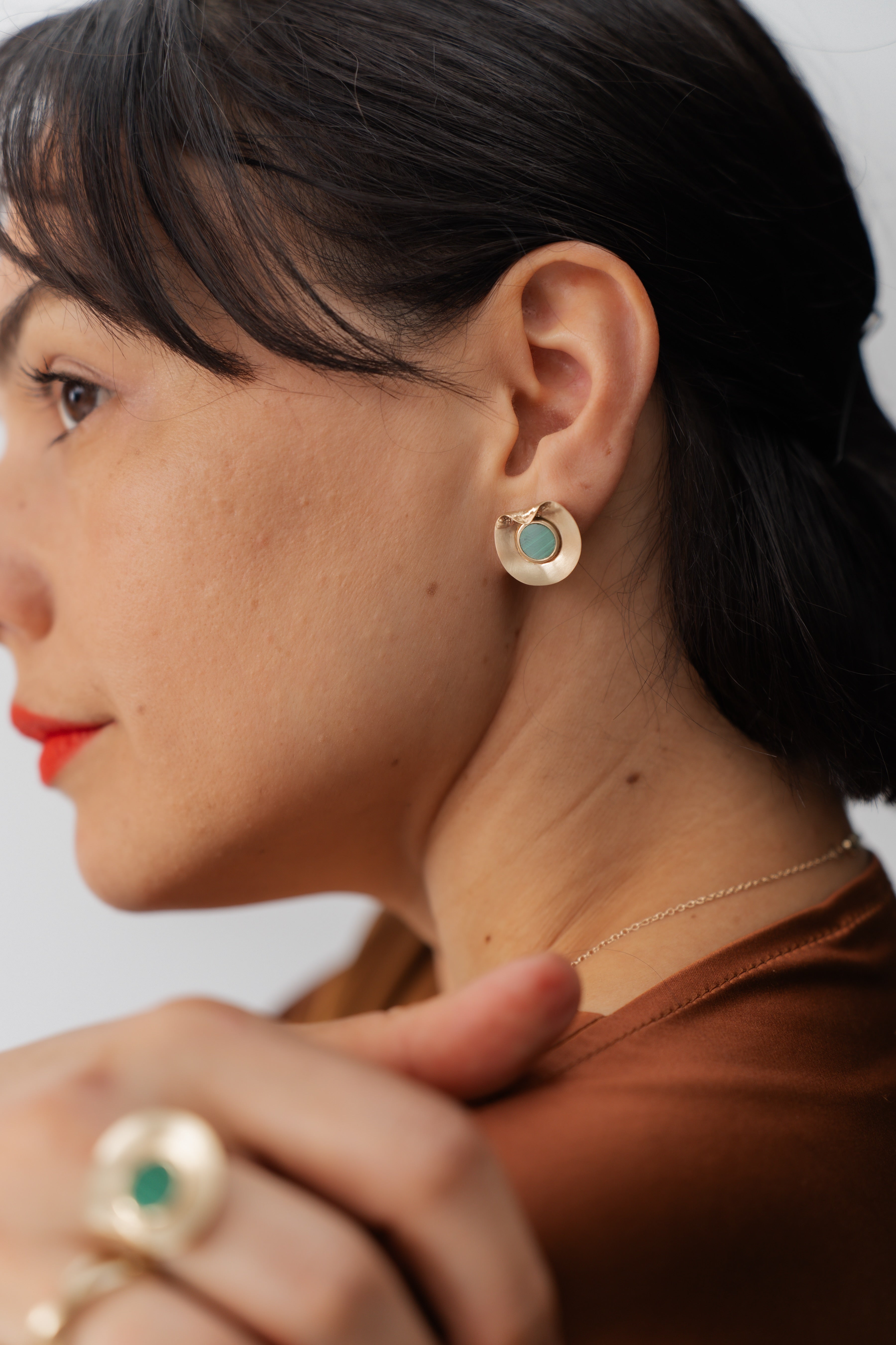 The Fold Earrings – Malachite 14k Gold