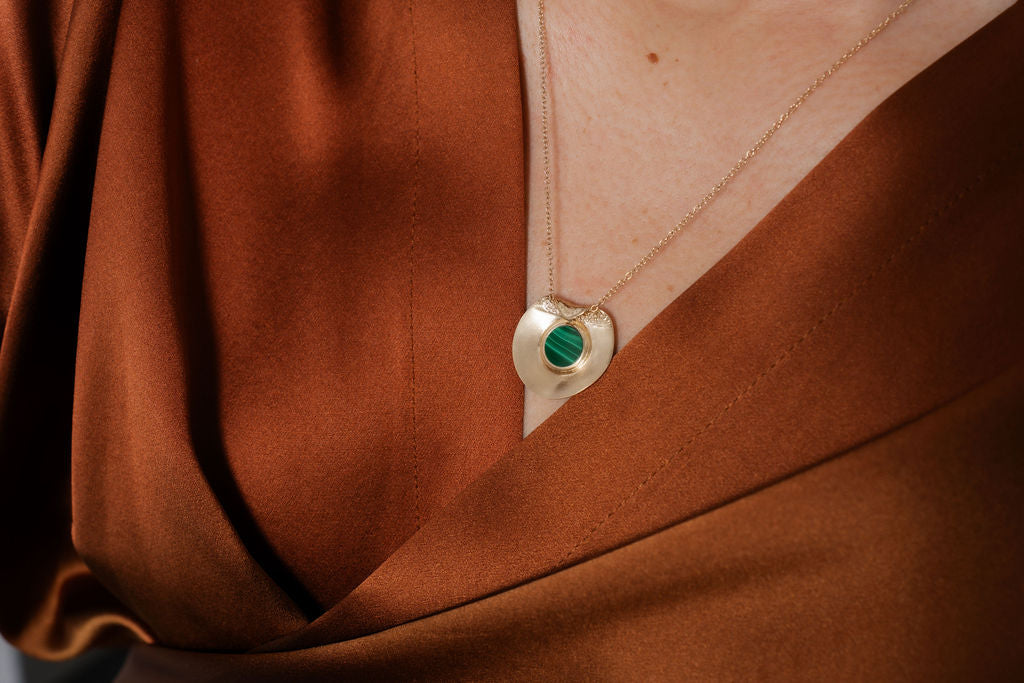 The Fold Necklace – Malachite 14k Gold