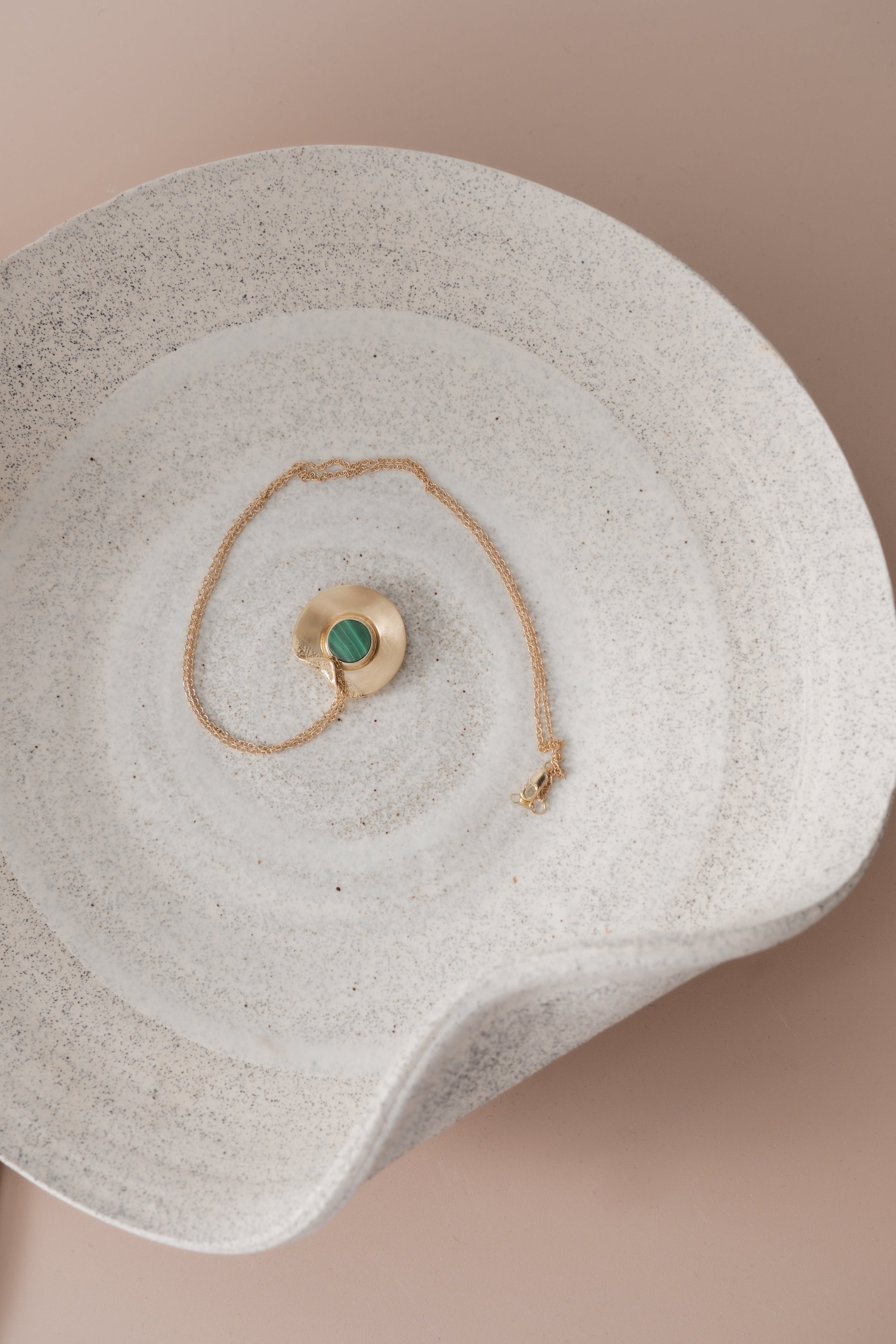 The Fold Necklace – Malachite 14k Gold