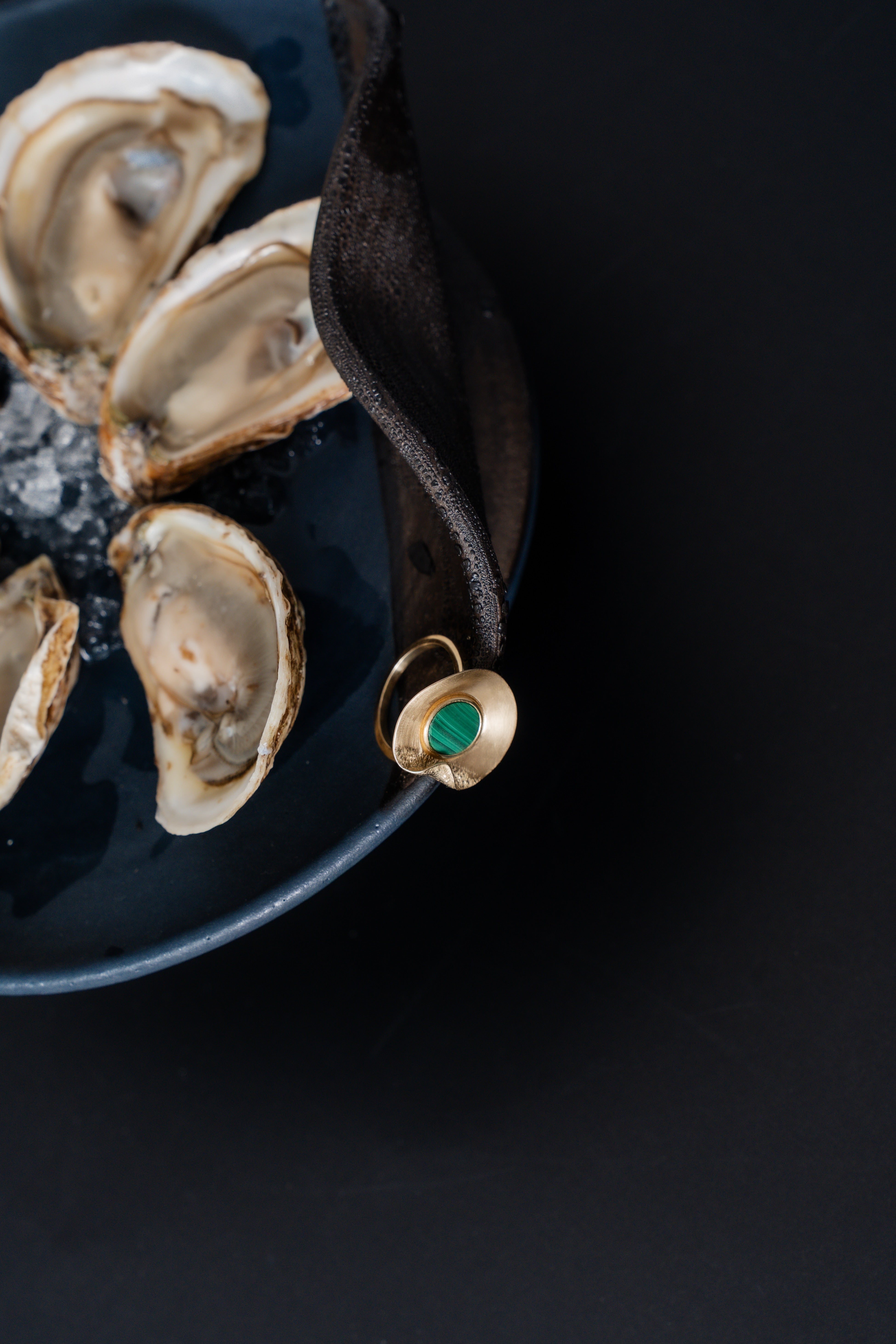The Fold Ring – Malachite 14k Gold