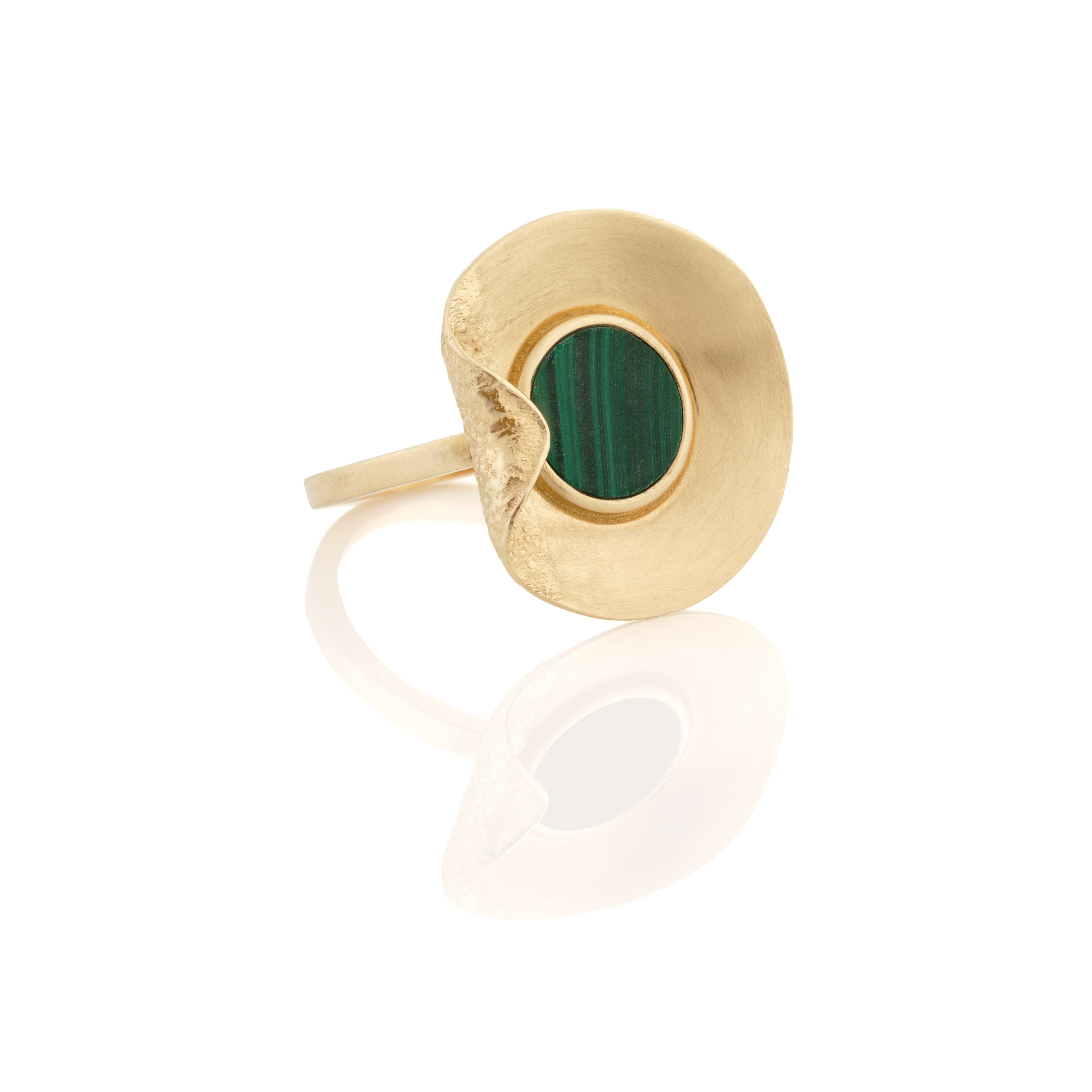 The Fold Ring – Malachite 14k Gold
