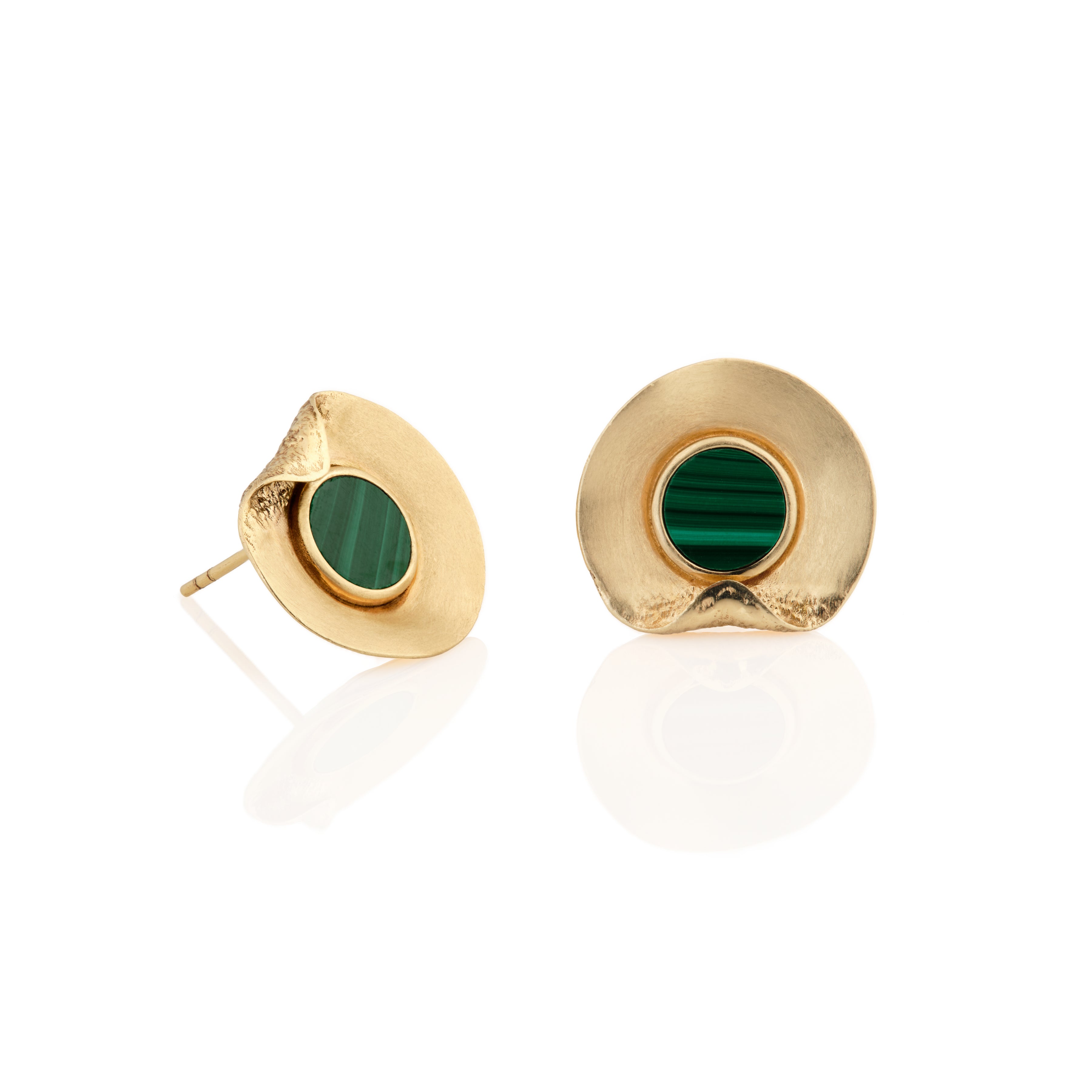 The Fold Earrings – Malachite 14k Gold