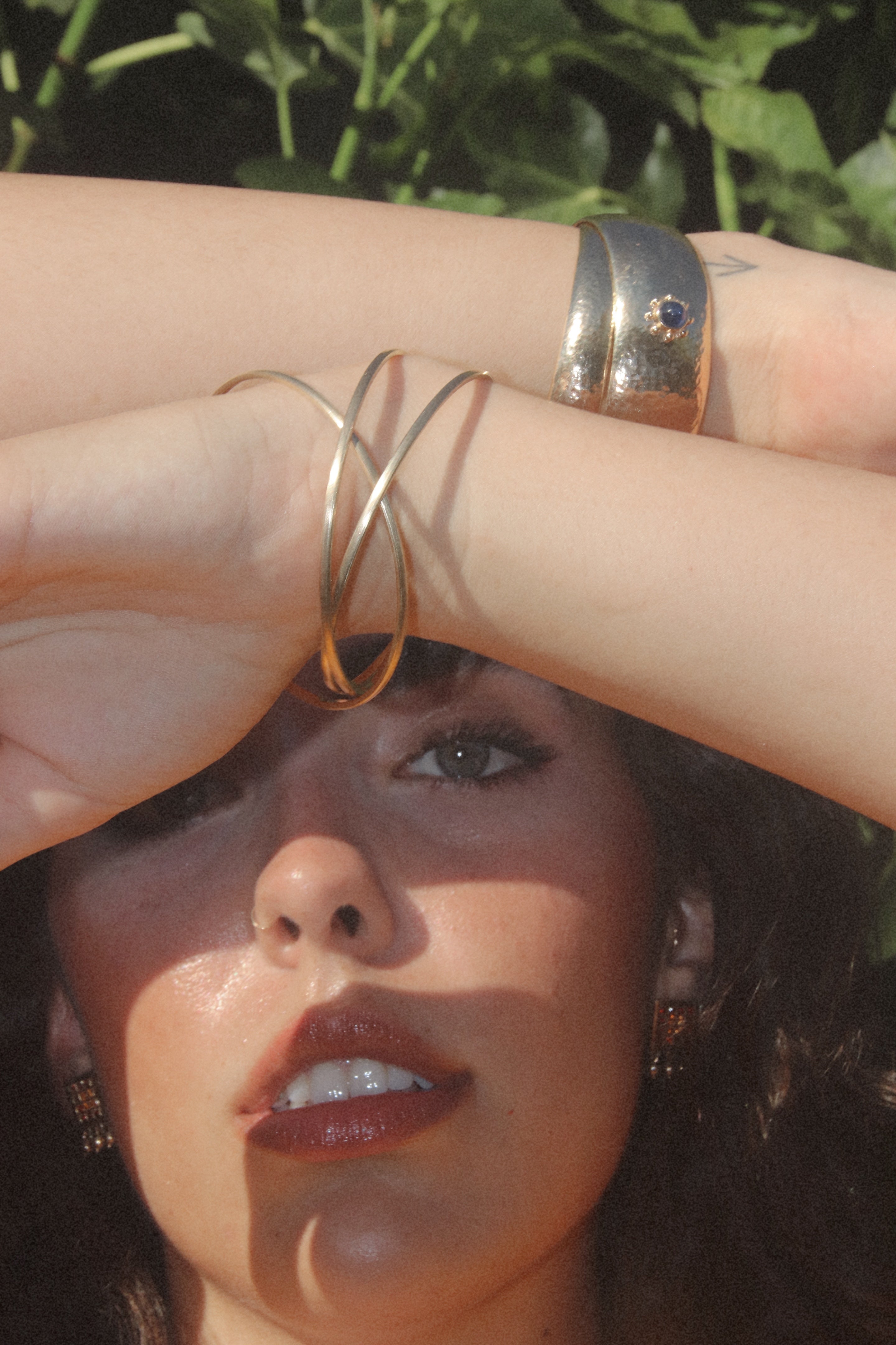 RANI Cuff with Sapphire and Intertwined Bangles goldstories