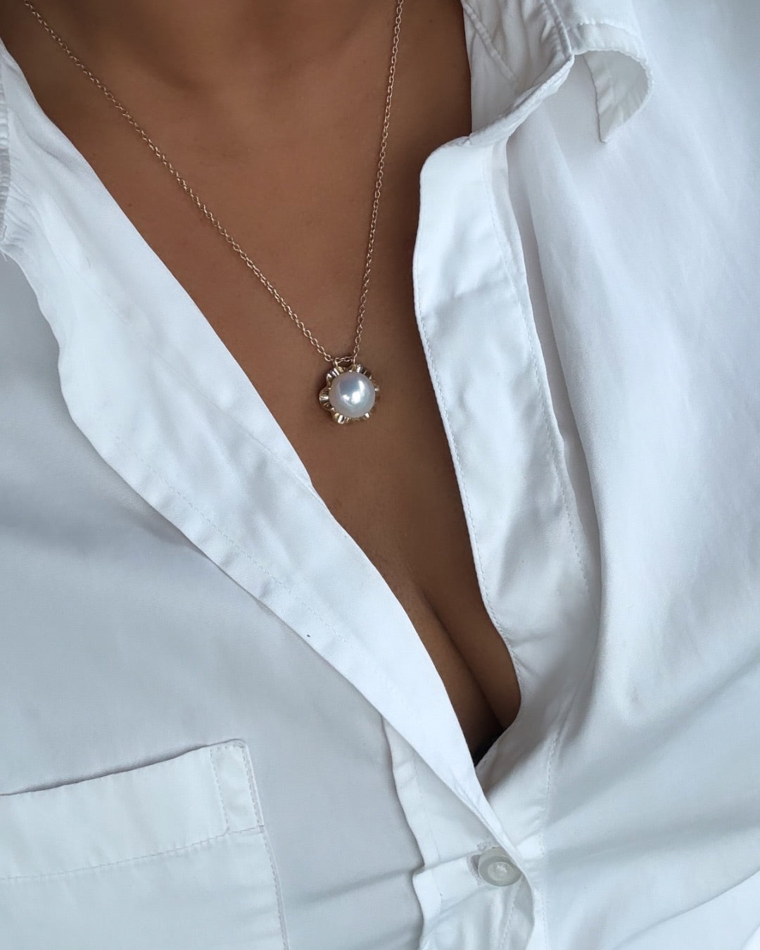 Pearl Petal Pendant Necklace