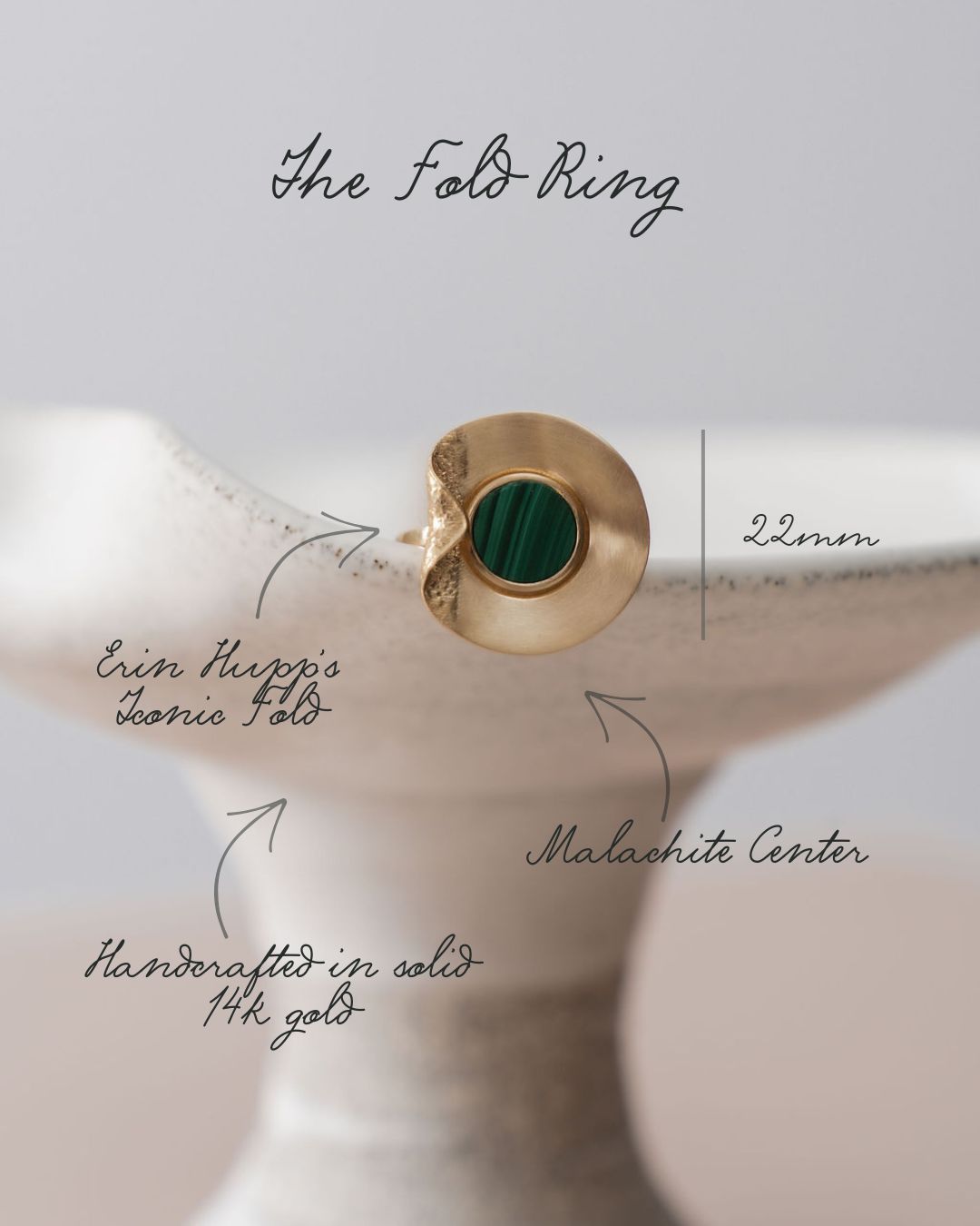 The Fold Ring – Malachite 14k Gold