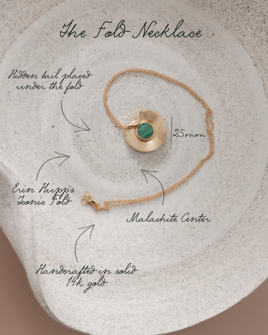 The Fold Necklace – Malachite 14k Gold