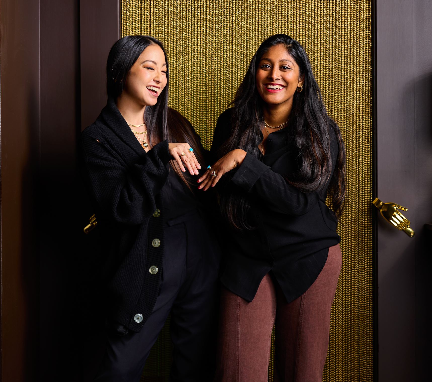 Noz Nozawa and Subikksha, co-creators of the Goldstories x Noz Nozawa 14k gold jewelry collection