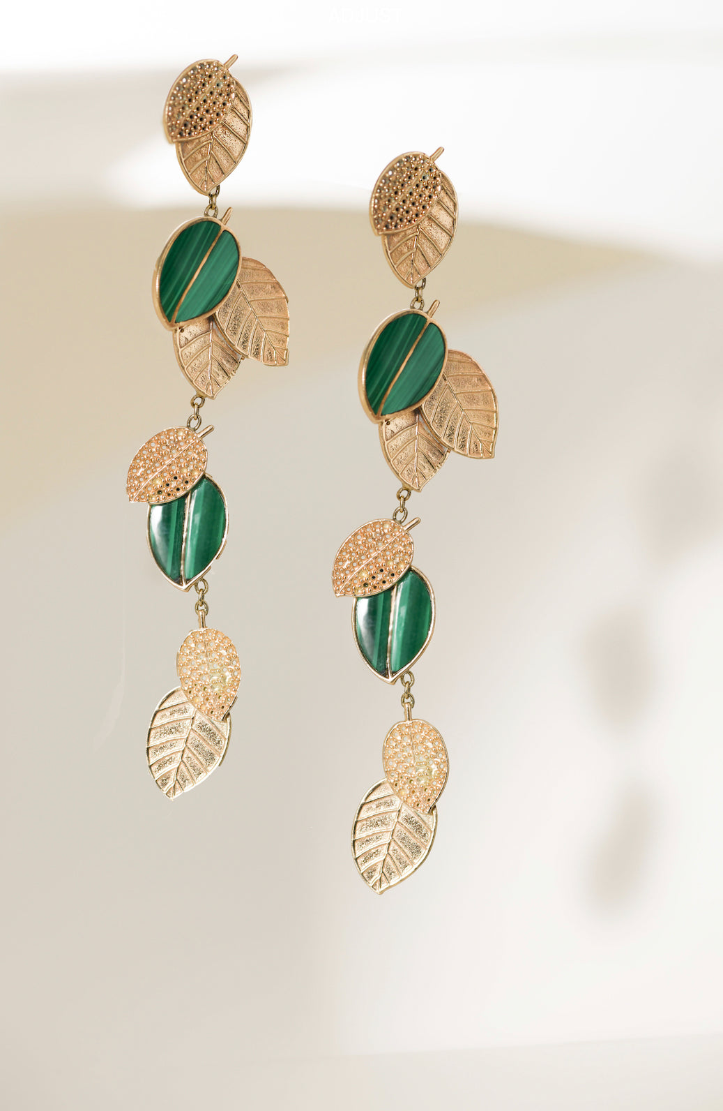 Malachite and Gold Leaf Earrings