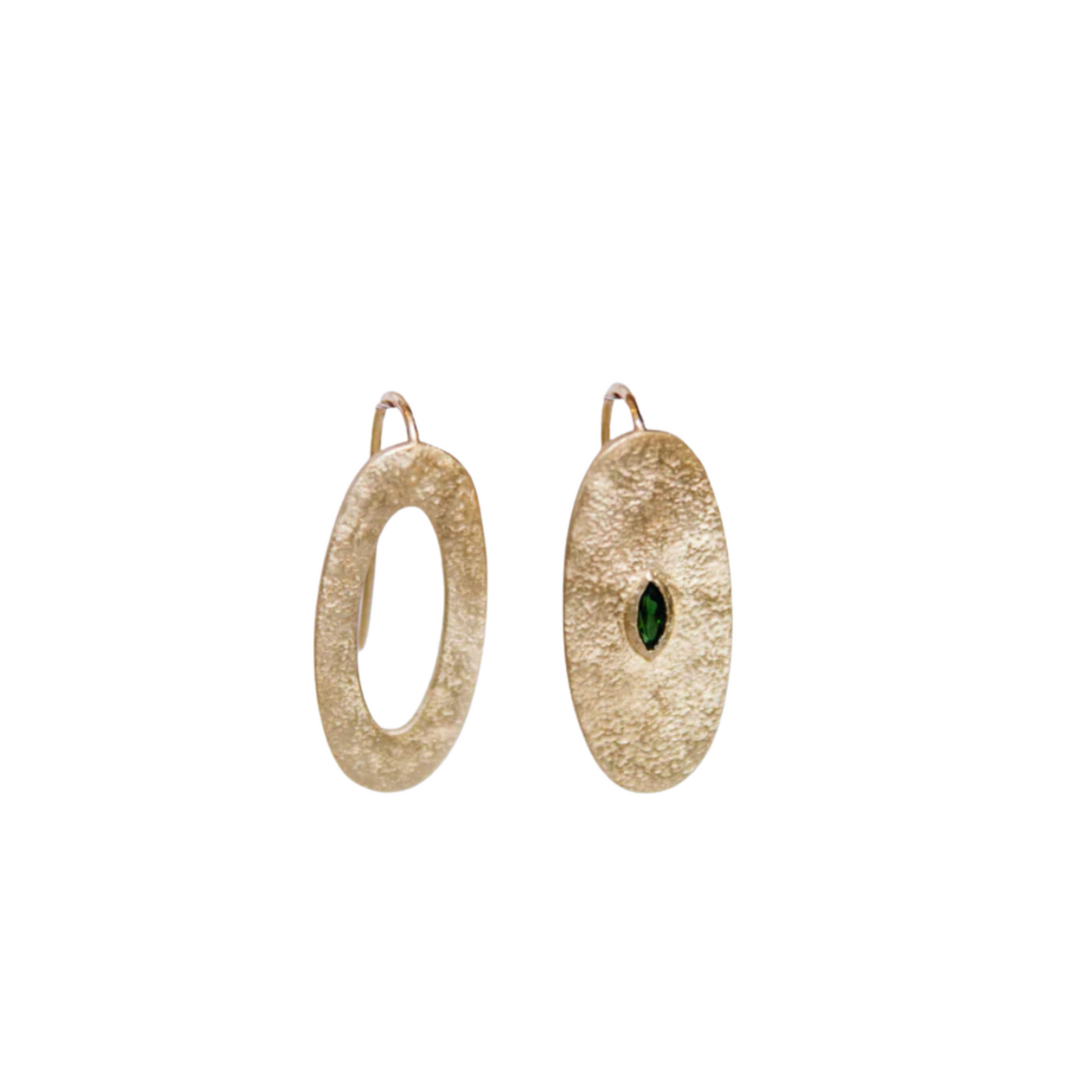 Oval Dangle Earrings with Green Tourmaline