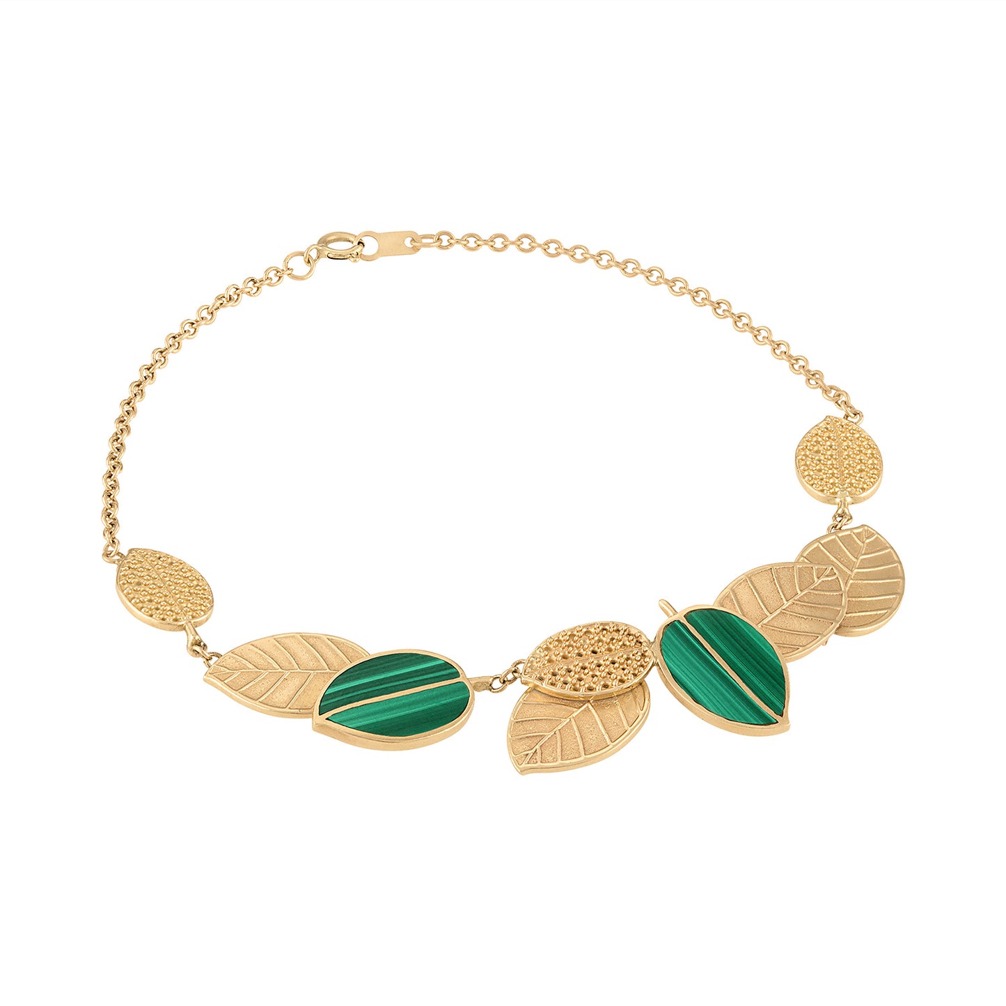 Malachite and Gold Leaf Bracelet