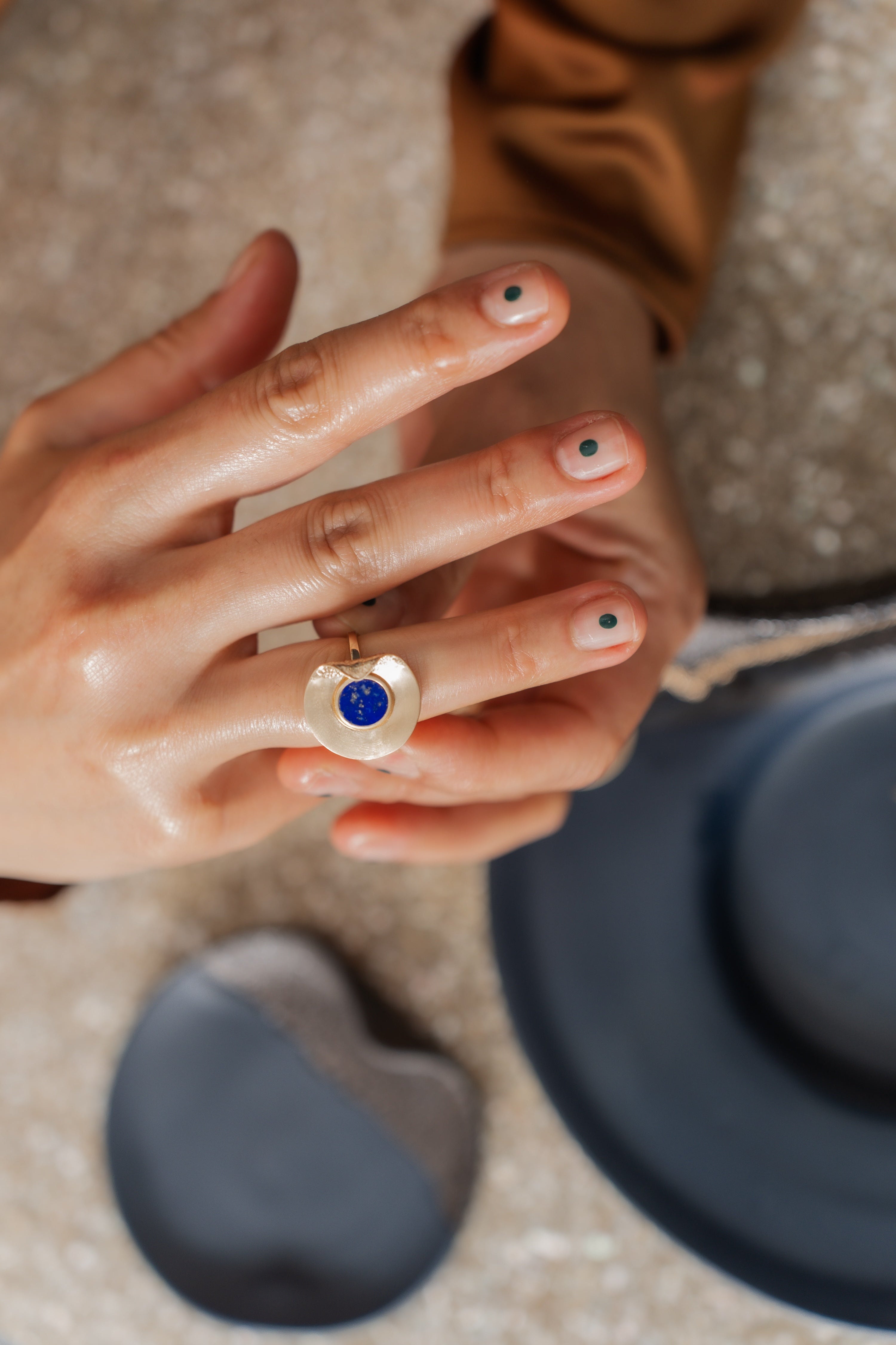 The Fold Ring – Lapis 14k Gold