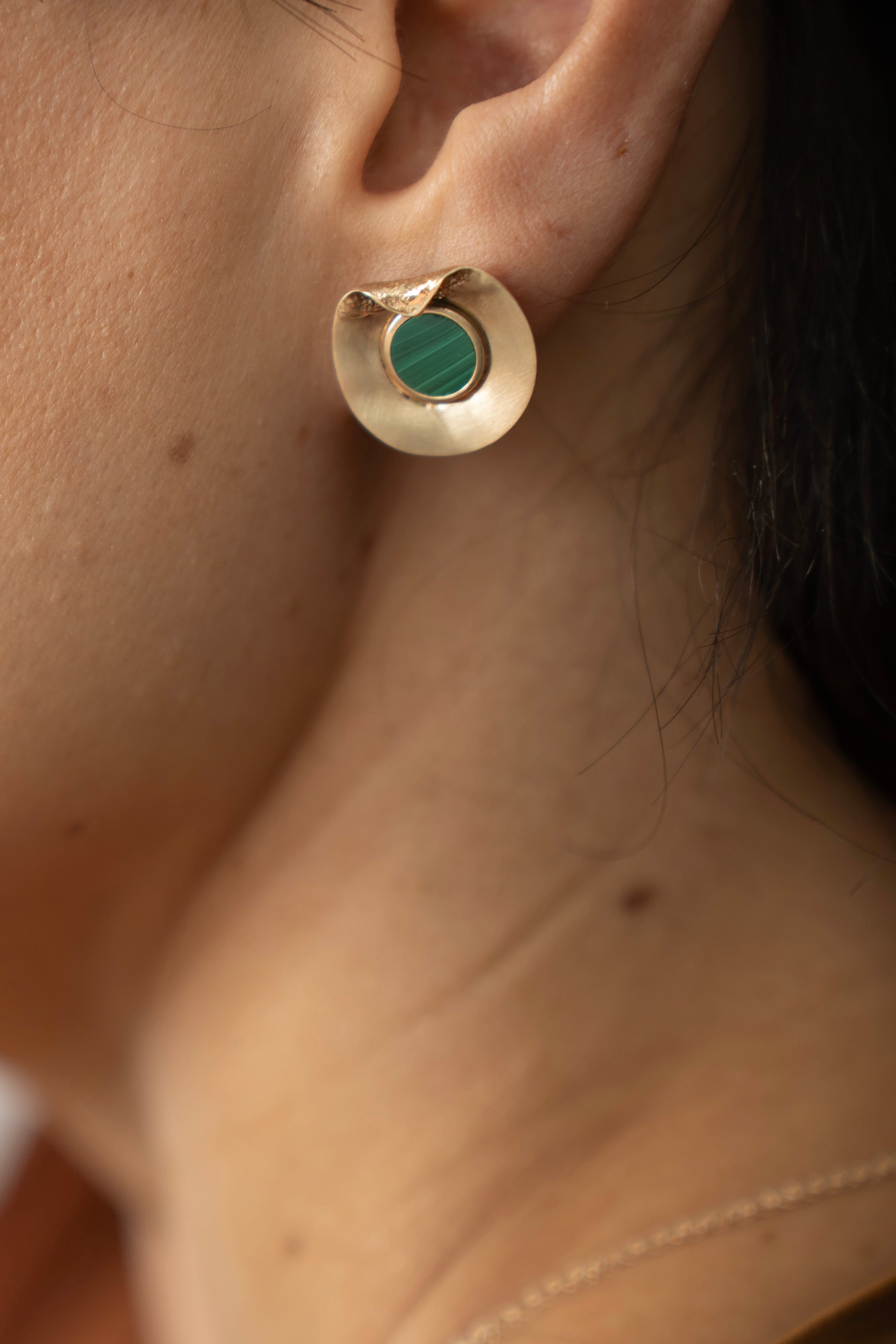 The Fold Earrings – Malachite 14k Gold
