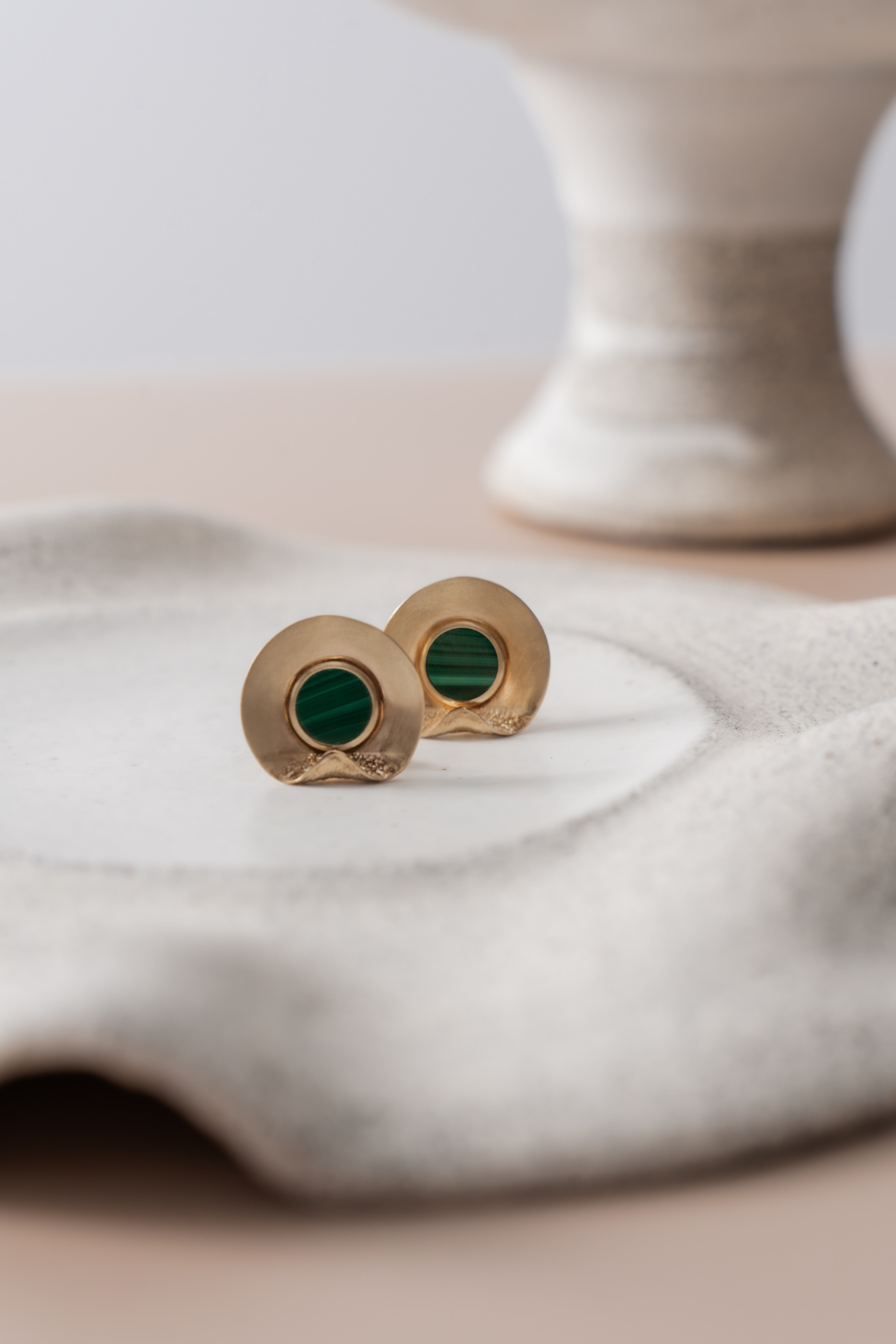 The Fold Earrings – Malachite 14k Gold