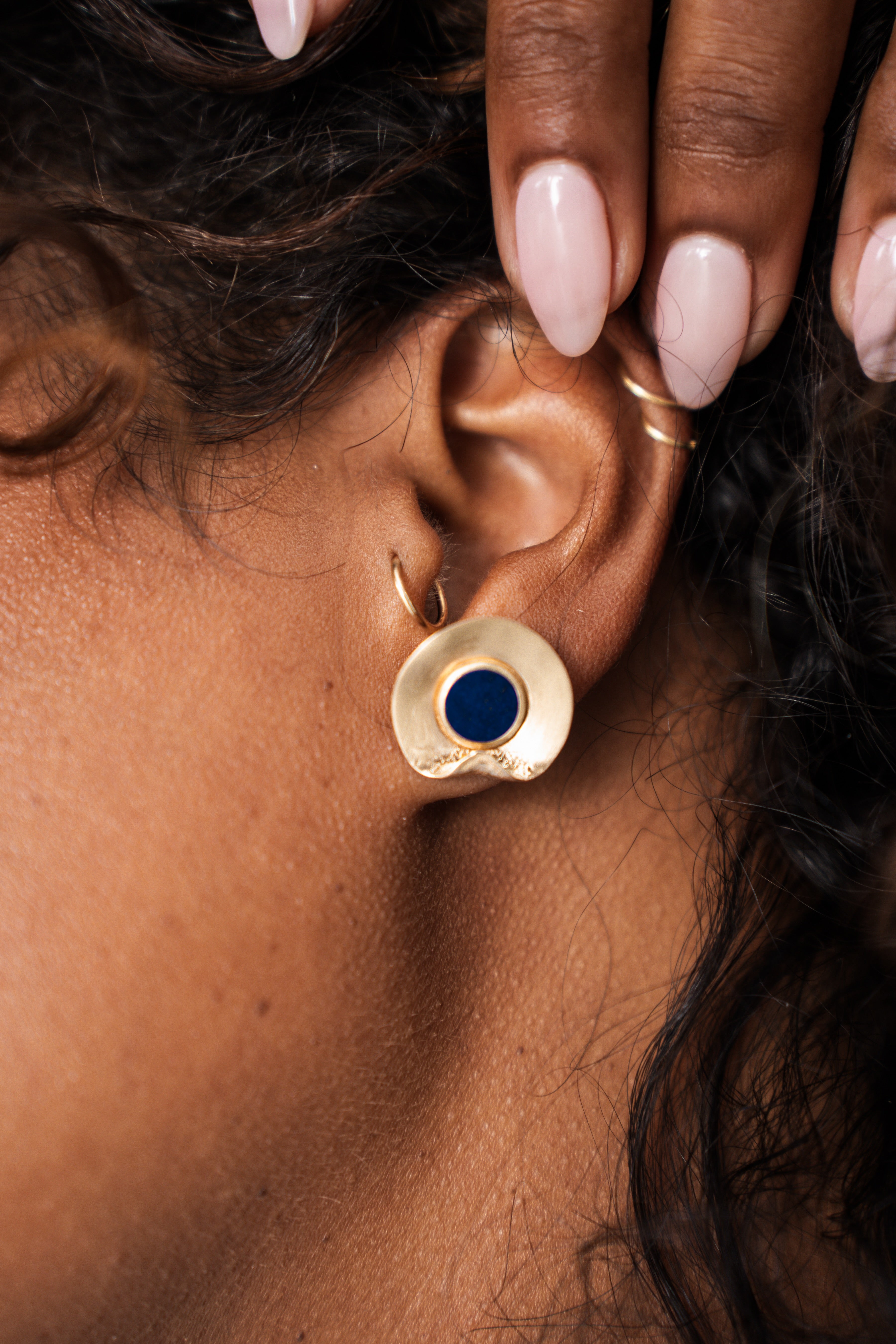 The Fold Earrings – Lapis 14k Gold