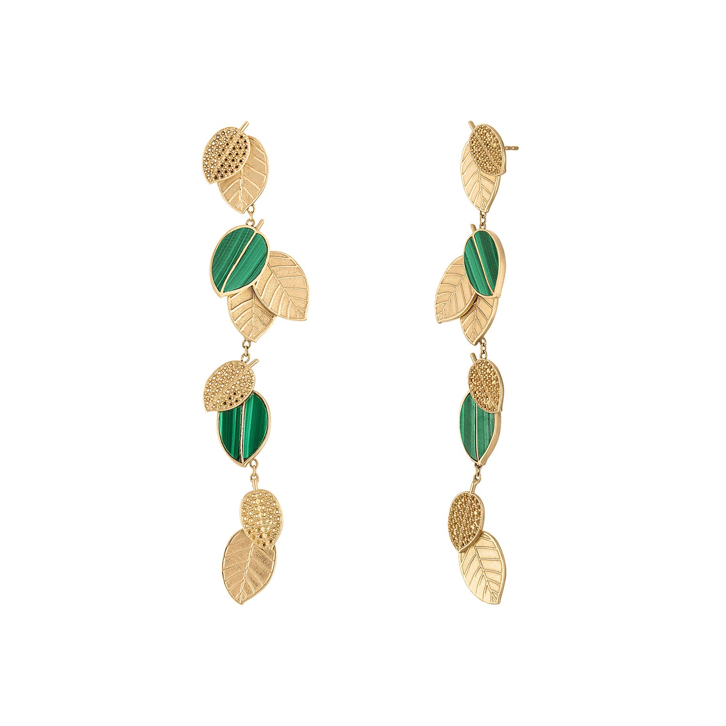 Malachite and Gold Leaf Earrings