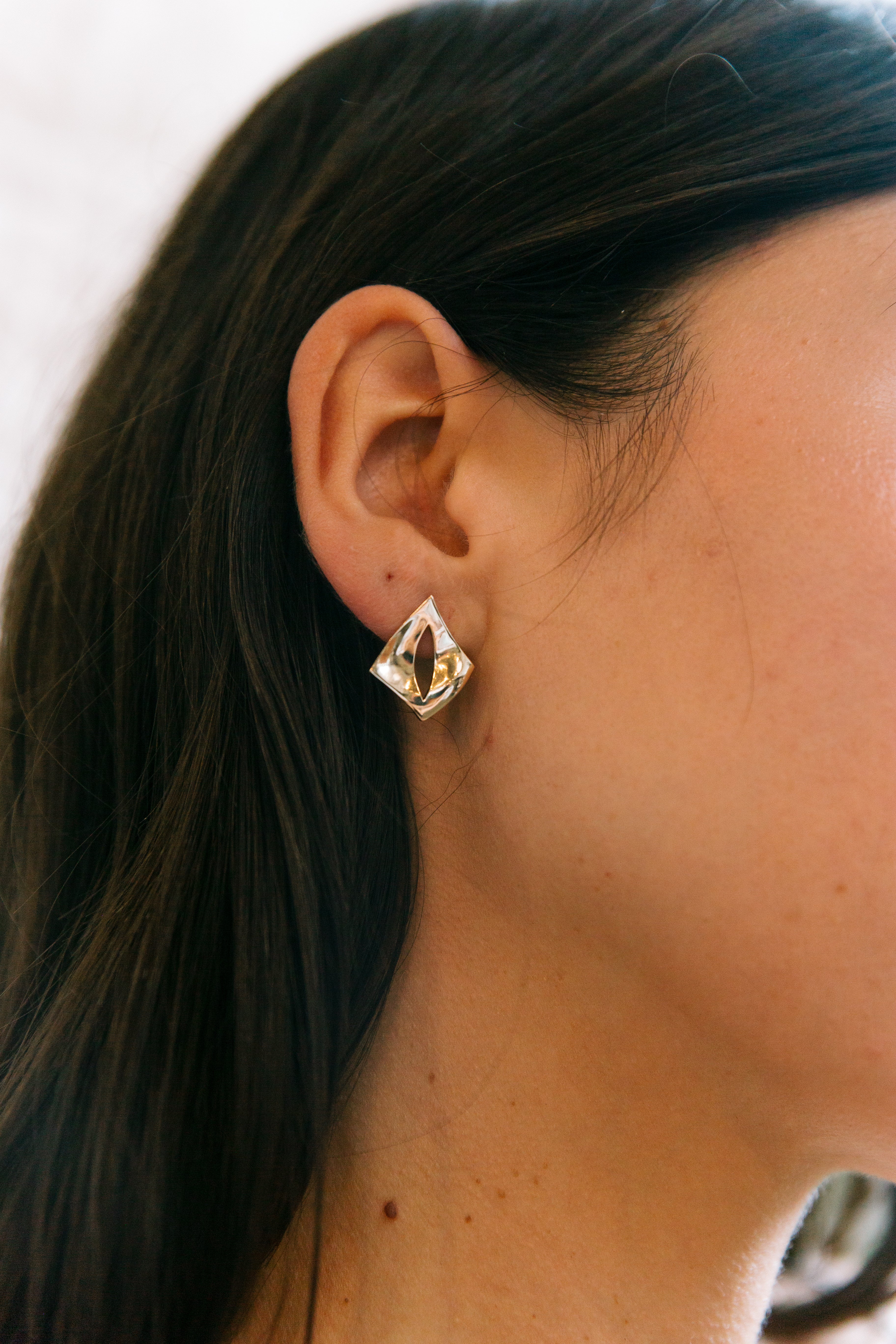Rhombus Stud Earrings with Mozambique Garnet