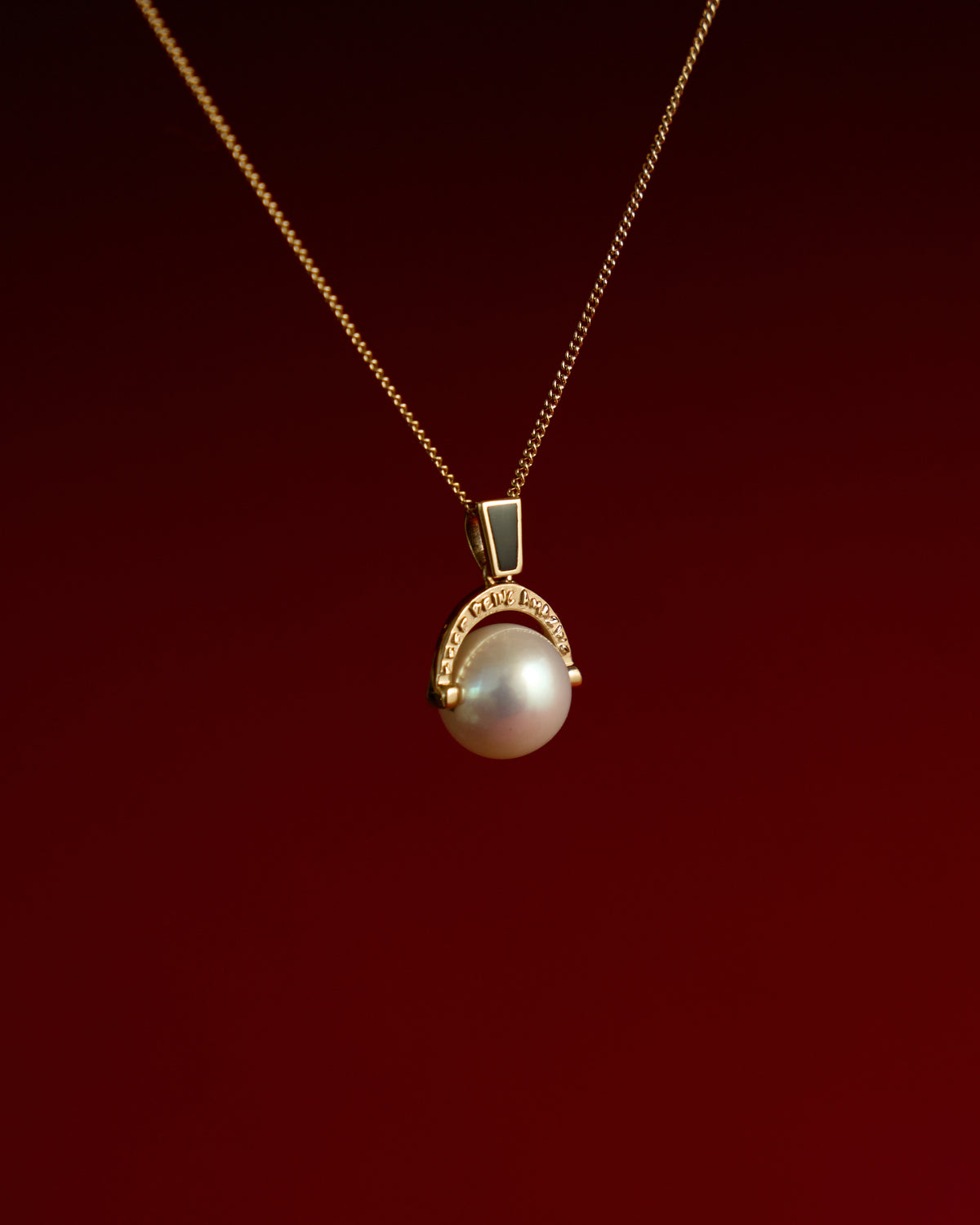 Keep Being Amazing™ Pendant in solid 14k gold with pearl and onyx on a gold chain