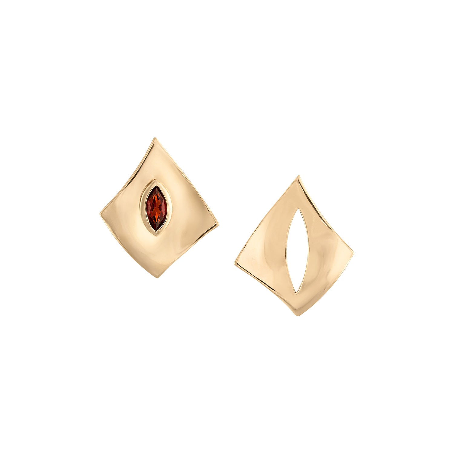 Rhombus Stud Earrings with Mozambique Garnet