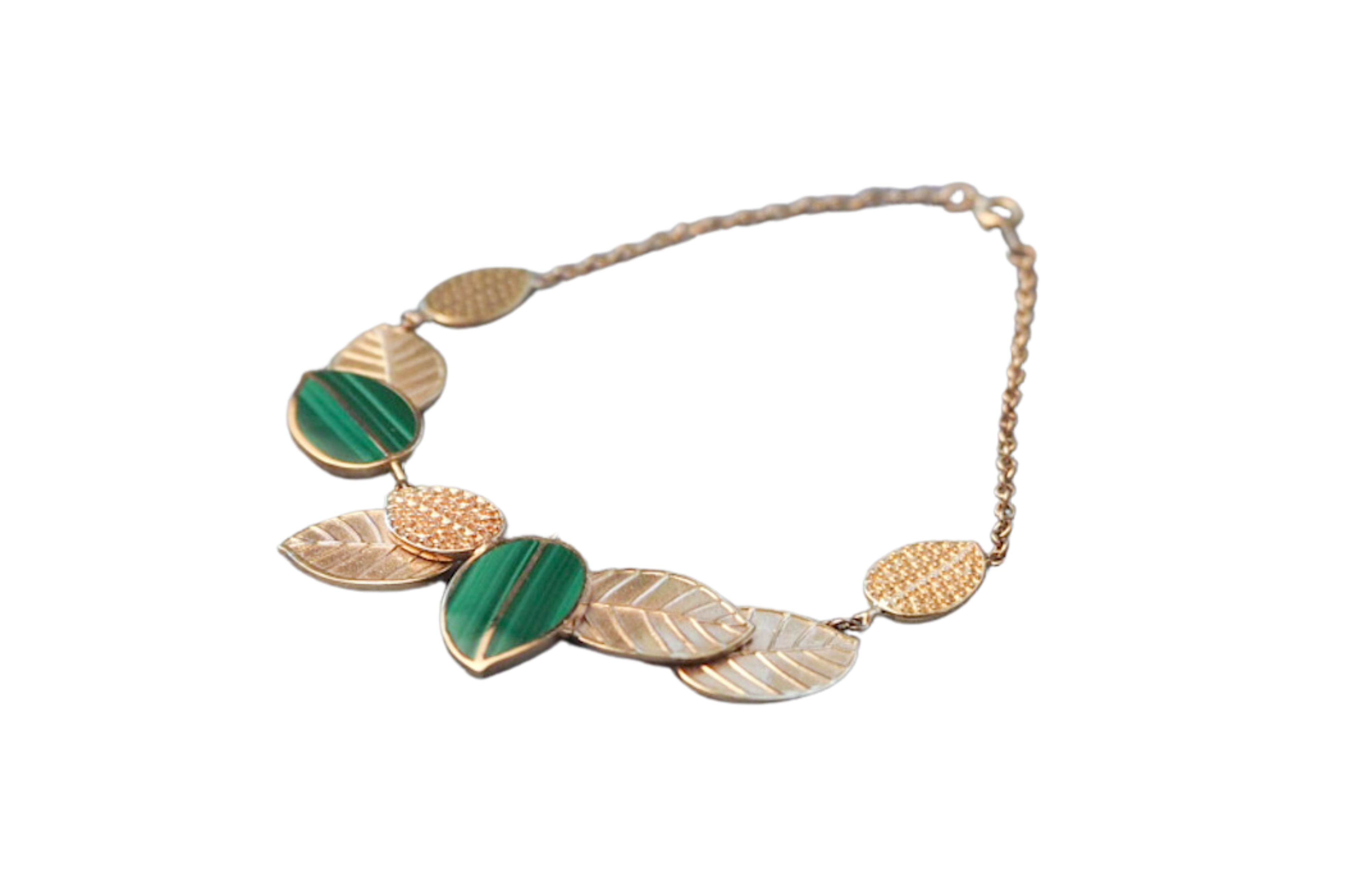 Malachite and Gold Leaf Bracelet