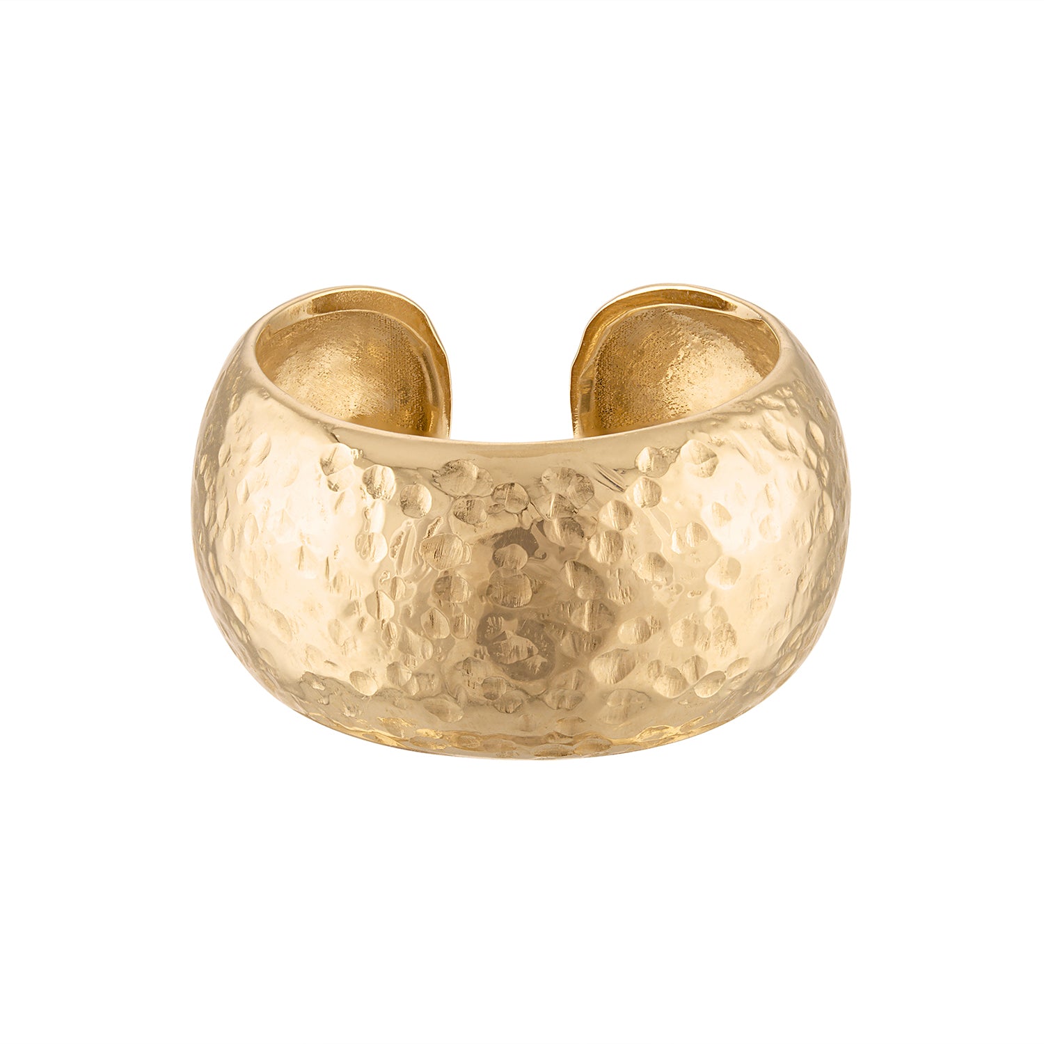 RANI Cuff Ring – open 14k gold ring with hand-hammered finish, stackable and sculptural